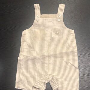 Janie and Jack Cream Striped Overalls Size 0-3 Months